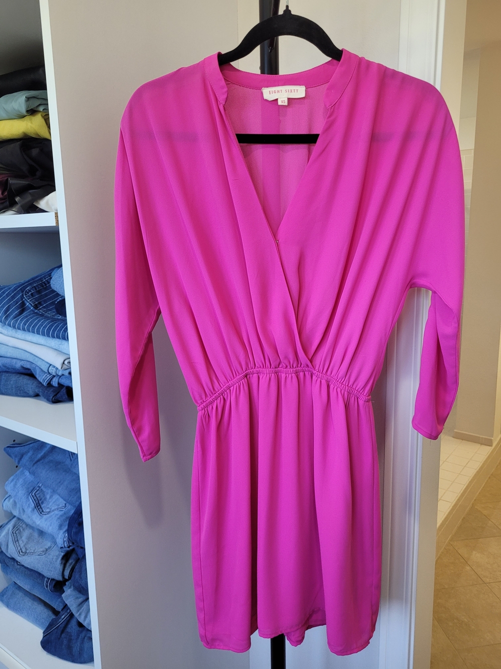 Eight Sixty Magenta Wrap Mini Dress